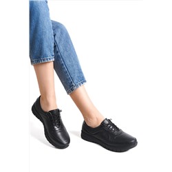 Deripabuc Hakiki Deri Siyah Kadın Deri Casual Ayakkabı Dp74-0704 DP74-0704
