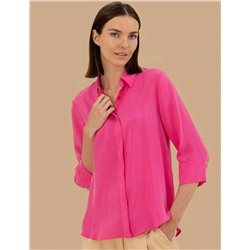 Fuşya Comfort Fit Uzun Kollu Gömlek