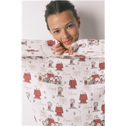 Pijama largo canalé suave blanco Snoopy