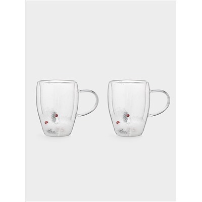 Кружка, 350 мл, 2 шт, стекло Б, с ягодами и еловыми ветками внутри, Wind-mystery