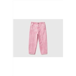 United Colors of Benetton Kız Çocuk Pembe Paperbag Denim Pantolon 223P4I8BCE01G-65F