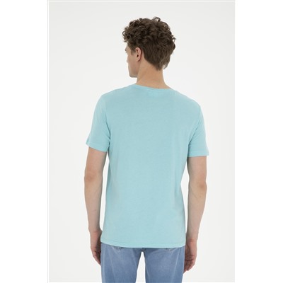 Erkek Regular Fit Bisiklet Yaka Mint Basic Tişört