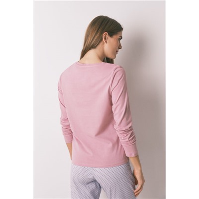 Camiseta manga corta algodón perchado rosa