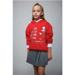 Defacto Kız Çocuk Atatürk Baskılı Kapüşonlu Sweatshirt Y5586A622AU