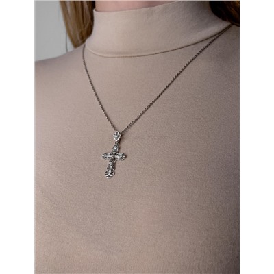 Крест из серебра с фианитами родированный - 4,1 см 925 пробы К3-251р200