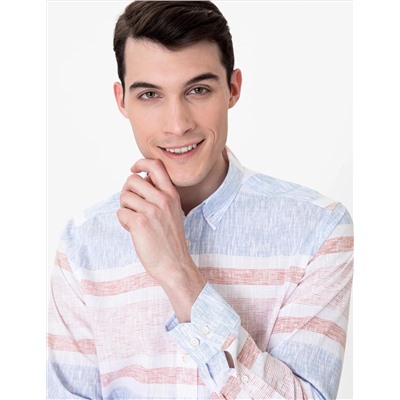 Turuncu Slim Fit Uzun Kollu Gömlek