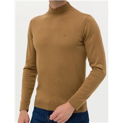 Camel Melanj Slim Fit Yarım Balıkçı Basic Triko Kazak