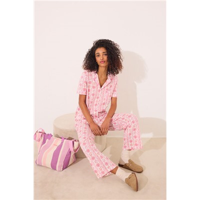 Pijama camisero Capri 100% algodón flores