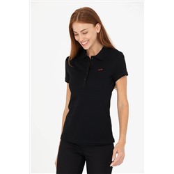 Kadın Siyah Basic Polo Yaka Tişört