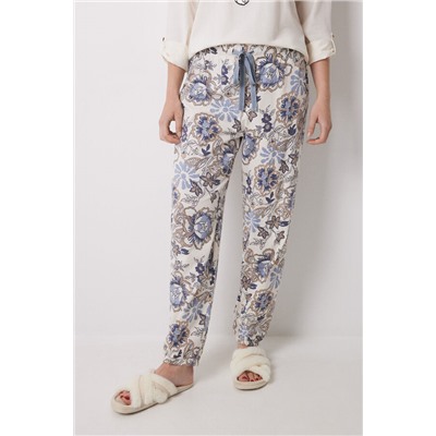Pantalón largo 100% algodón flores