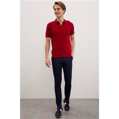 Erkek Bordo Basic Polo Yaka Tişört