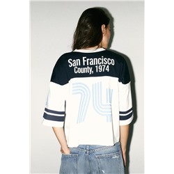 PRINTED ELBOW SLEEVE T-SHIRT
