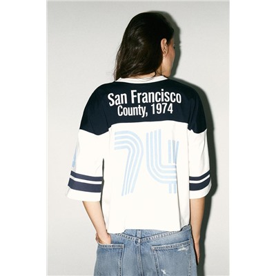 PRINTED ELBOW SLEEVE T-SHIRT