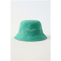 EMBROIDERED SLOGAN BUCKET HAT
