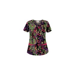 UA Imperial Garden Grey Stone Print Scrub Top
