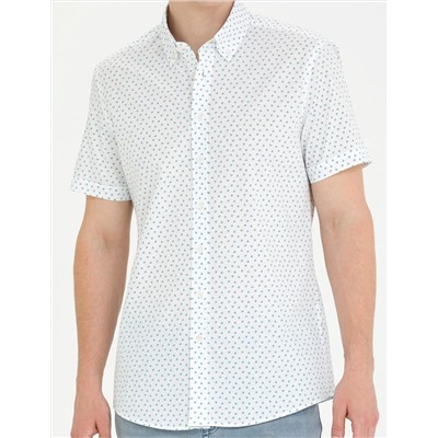 Açık Lacivert Slim Fit Kısa Kollu Gömlek