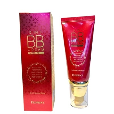 DEOPROCE 5 IN 1 BB CREAM NO.21 NATURAL BEIGE Мультифункциональный BB крем 50г