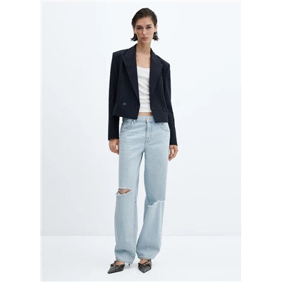 Jeans wideleg rotos decorativos
