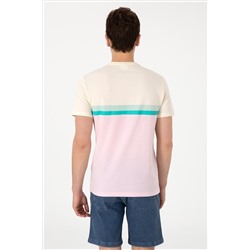 Erkek Regular Fit Bisiklet Yaka Açık Pembe Tişört