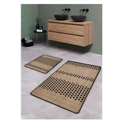 Pilloveland Kaymaz Taban Yıkanabilir 2’li Banyo Paspası - Hasır Görünümlü 60*100 Cm - 50*60 Cm BM0187