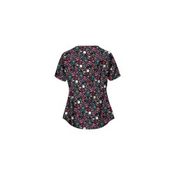 UA Butter-Soft STRETCH Country Wild Flower Black Scrub Top