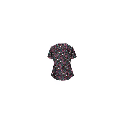 UA Butter-Soft STRETCH Country Wild Flower Black Scrub Top