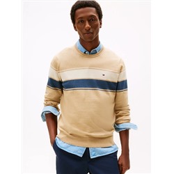 Block-Stripe Crewneck Sweater
