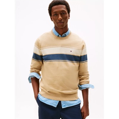 Block-Stripe Crewneck Sweater