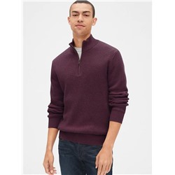 Waffle Stitch Quarter-Zip Mockneck Sweater