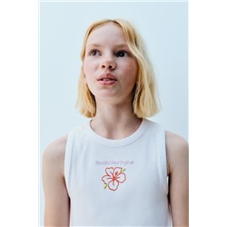 EMBROIDERED RIBBED T-SHIRT