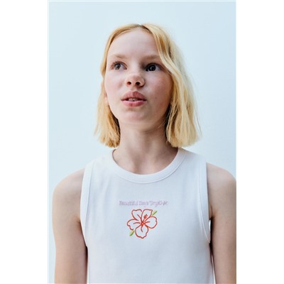 EMBROIDERED RIBBED T-SHIRT