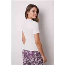 Camiseta manga corta canalé gris