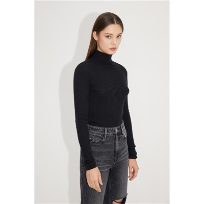 Jersey de lana y pelo de camello Negro