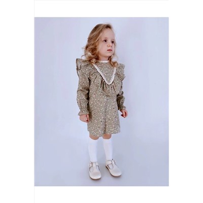 le petit sole Kız Çocuk Giny Elbise Yeşil Renk GINY.11