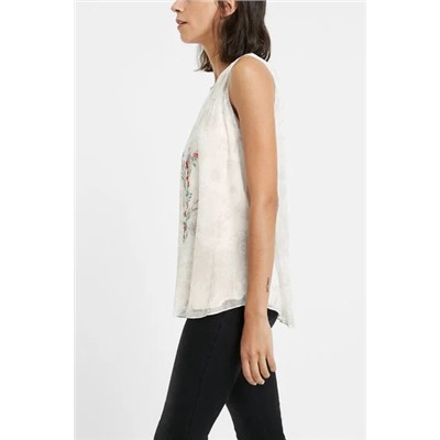 Camiseta floral sin mangas