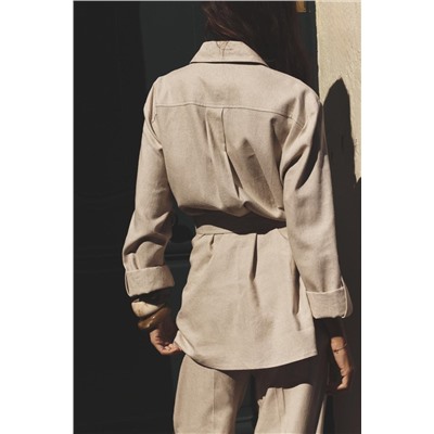 LINEN-BLEND SAFARI SHIRT