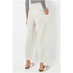 Pantalón relaxed fit de lino cintura alta - Blanco