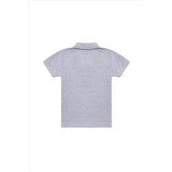 Erkek Çocuk Gri Melanj Basic Polo Yaka Tişört