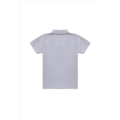 Erkek Çocuk Gri Melanj Basic Polo Yaka Tişört