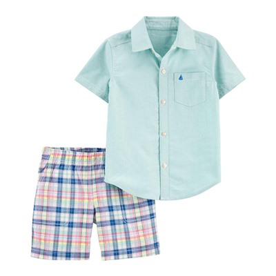 2-Piece Button-Front Shirt & Short Set