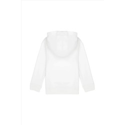 Kız Çocuk Ekru Basic Kapüşonlu Sweatshirt
