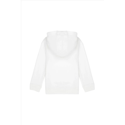 Kız Çocuk Ekru Basic Kapüşonlu Sweatshirt