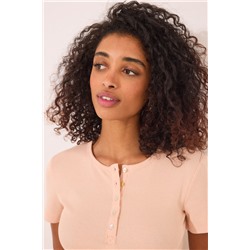 Camiseta manga corta canalé naranja