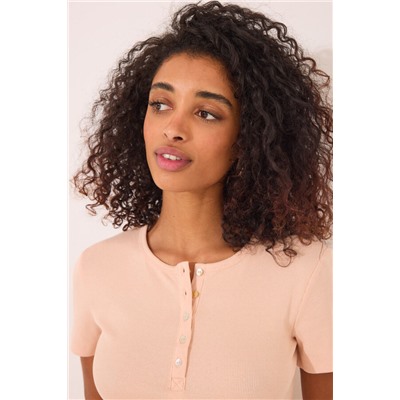 Camiseta manga corta canalé naranja