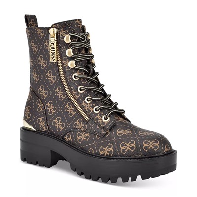 GUESS Women's Fearne Lug Sole Lace Up Bootie