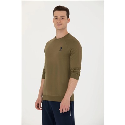 Erkek Haki Basic Sweatshirt