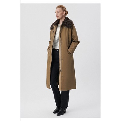 MaviPremium Suni Kürk Yaka Haki Parka Loose Fit / Bol Rahat Kesim 1110211-71298