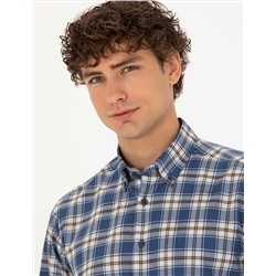 Lacivert Slim Fit Uzun Kollu Gömlek