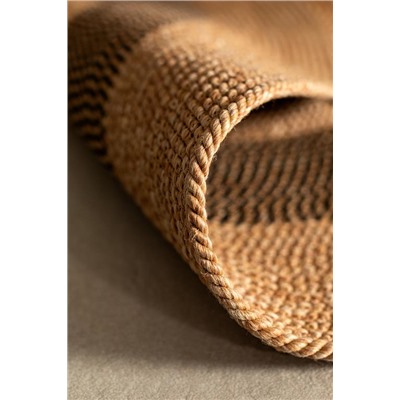 Alsace Yuvarlak Kilim - Naturel/Siyah - 120 cm
