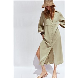 LINEN BLEND SHIRT DRESS